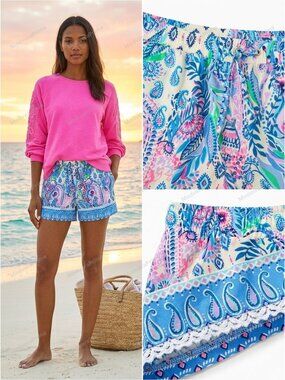 Lilly Pulitzer 5" Katia Short Macadamia Haute Cature Engineered Vibrant Sz M